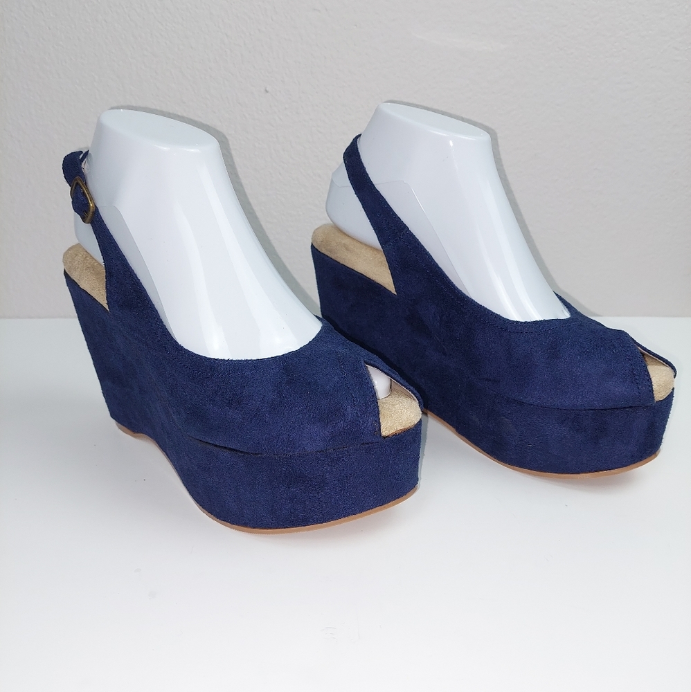 Qupid Navy Blue  platform women shoes